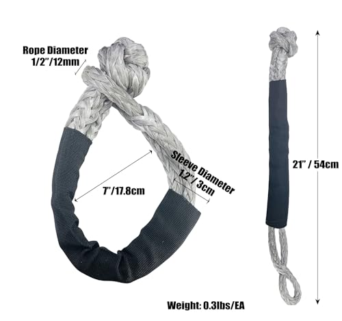 Sutekus Synthetic Soft Shackle Synthetic Road Recovery Rope Recovery Offroad Tow Shackles for UTV ATV SUV Trucks