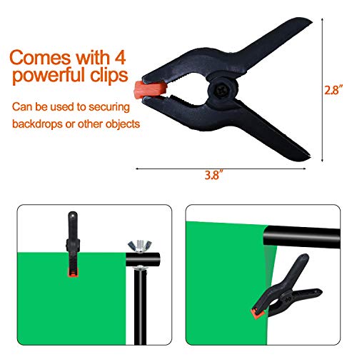Sutekus Photo Backdrop Stand Adjustable Background Support Kit with Spring Clamps for Portrait Photography Video Studio