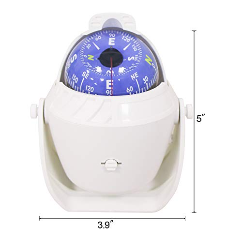 Sutekus Boat Compass Marine Illuminated Dashboard Compass with Surface Mount
