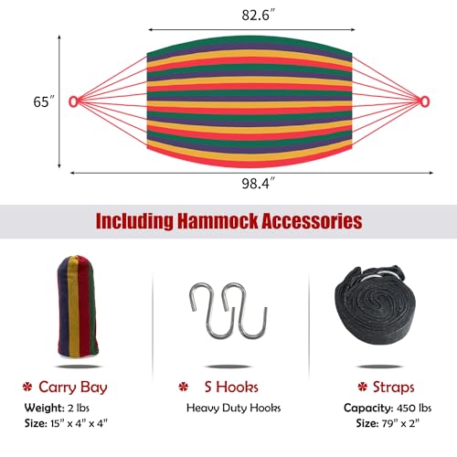 Sutekus Double Hammock Outdoor Traveling Camping Hammock Two Person Portable Hammock with Rope and Carrying Pouch