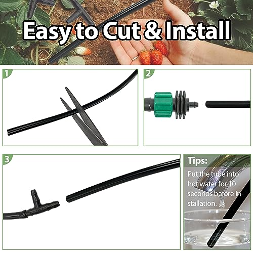 Sutekus 1/4" Blank Distribution Tubing Drip Irrigation Hose Garden Watering Drip Line Watering Tube Line for Garden Irrigation System