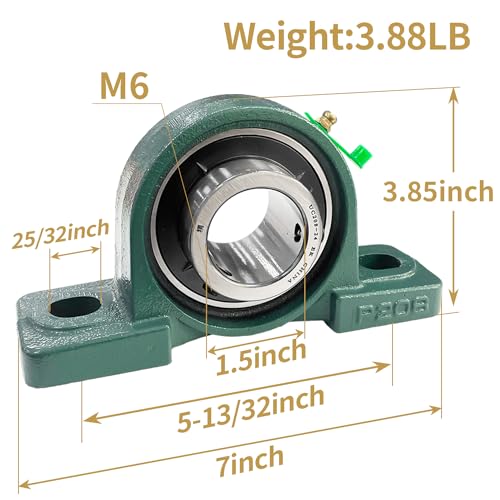 Sutekus UCP205-16 Pillow Block Bearing Mounted Pillow Block Bearings with 1" Bore Solid Cast Iron Base Self Alignment Bearings, 2Pack