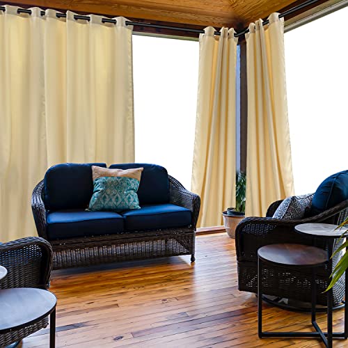 Sutekus Outdoor Waterproof Curtains - Privacy Curtain Panel, 52W x 84L Inch Sun Blocking Fade-Resistant Grommet Curtains for Indoor, Patio, Porch, Pergola,1 Panel