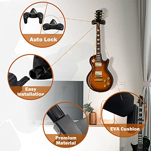 Sutekus Auto Grip Guitar Hanger Guitar Wall Mount Auto Lock Guitar Wall Hangers for Acoustic Electric Guitar Ukulele Bass Mandolin