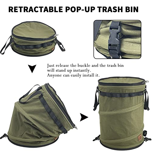Sutekus Pop Up Storage Bin Collapsible Trash Can Recycle Container Reusable Utility Storage Bag with Zippered Lid for Camping, Laundry, Storage and Garden