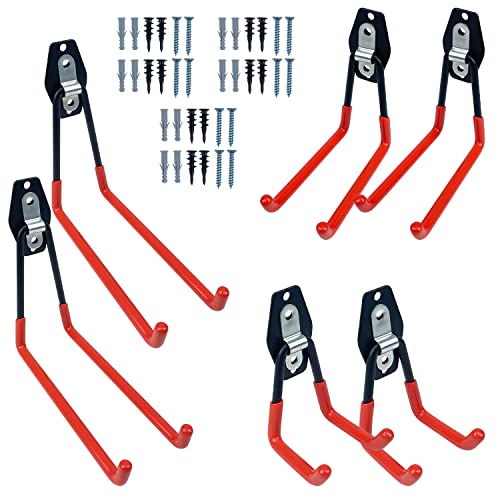 Sutekus Garage Hooks Heavy Duty Garage Storage Utility Hooks Wall Mount Hangers with Anti-Slip Coating for Tools Ladders Bikes