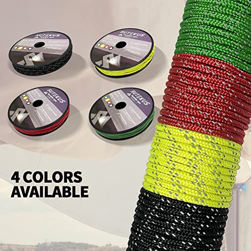 Sutekus Reflective Paracord High Strength Utility Rope Nylon Paracord for Camping Tent Outdoor Hunting Backpacking Packaging, Sizes of 1/8" 5/32" 3/16"