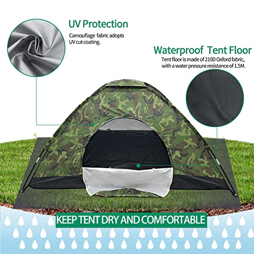 Sutekus Camping Tent Lightweight Backpacking Tent Camouflage Outdoor Equipment for Camping Hiking Biking Trip Upgraded Large Space