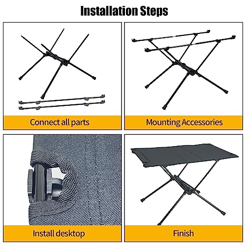 Sutekus Portable Camping Table Lightweight Folding Table with Hard Top for Camping Hiking Backpacking Picnic Partio