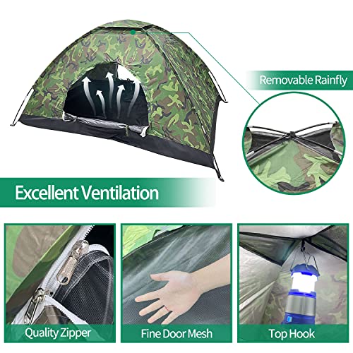 Sutekus Camping Tent Lightweight Backpacking Tent Camouflage Outdoor Equipment for Camping Hiking Biking Trip Upgraded Large Space