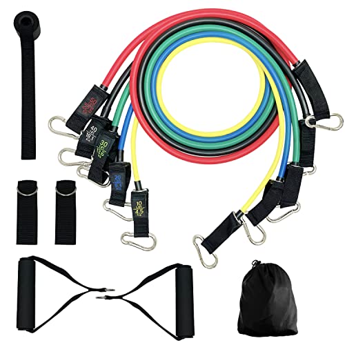 Sutekus Resistance Bands 150lbs Workouts Bands for Men and Women Exercise Band Set Including Handles, Door Anchor, Legs Ankle Straps for for Strength Training, Physical Therapy
