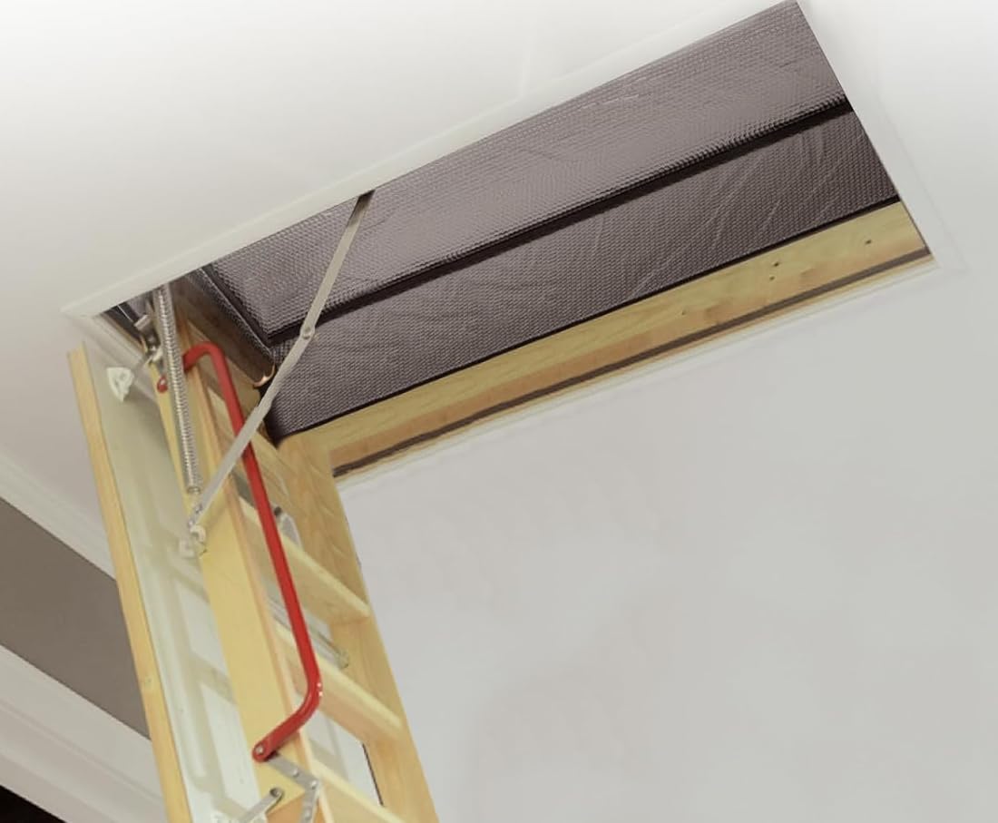 Sutekus Attic Stairway Insulation Cover with Zipper 25" x 54" x 11" Energy Saving Attic Insulation Pull Down Tent with Installation Tool