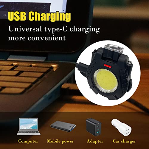 Sutekus Mini COB 500 Lumens Flashlight Auto Sensor LED Light USB Rechargeable 5 Modes Bright Pocket Clip-on Flashlight with Magnet Base Folding Bracket and Bottle Opener for Camping Hiking