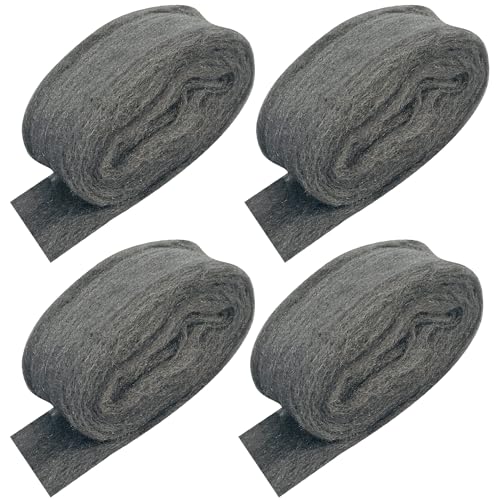 Sutekus Steel Wool Roll Fill Fabric Gap Filler Wire Mesh Roll Hardware Cloth for Holes Wall Cracks Vents Protect House Garden Garage Office, 4 Roll