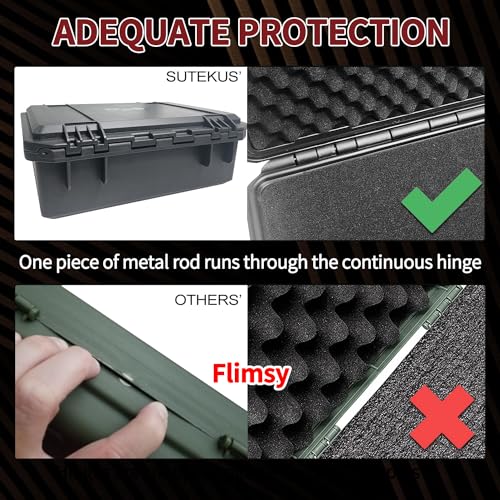 Sutekus Hard Pistol Case Handgun Case Waterproof Pistol Carrying Cases With Foam Gun Accessories