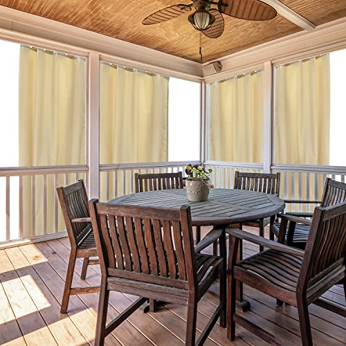 Sutekus Outdoor Waterproof Curtains - Privacy Curtain Panel, 52W x 84L Inch Sun Blocking Fade-Resistant Grommet Curtains for Indoor, Patio, Porch, Pergola,1 Panel
