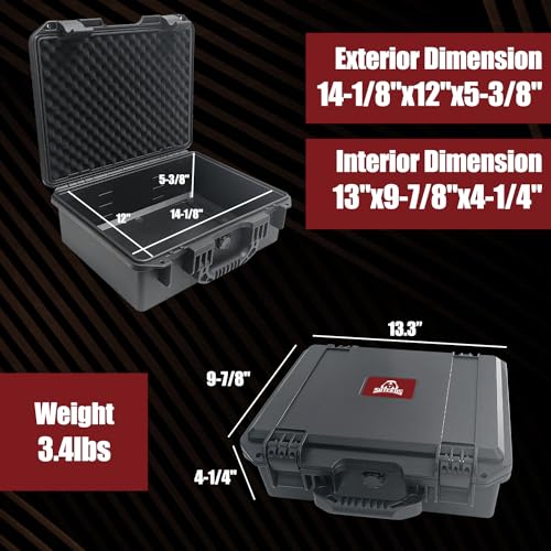 Sutekus Hard Pistol Case Handgun Case Waterproof Pistol Carrying Cases With Foam Gun Accessories