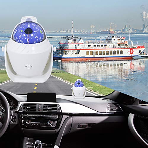 Sutekus Boat Compass Marine Illuminated Dashboard Compass with Surface Mount