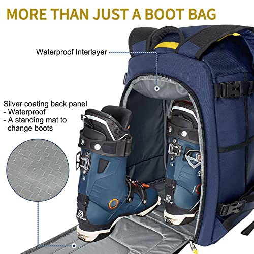 Sutekus Ski Boot Bag Skiing Travel Backpack Snowboard Boots Bag Travel Luggage For Skis, Helmet, Goggles, Gloves, Snowboard & Gear Accessories