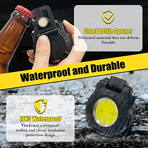 Sutekus Mini COB 500 Lumens Flashlight Auto Sensor LED Light USB Rechargeable 5 Modes Bright Pocket Clip-on Flashlight with Magnet Base Folding Bracket and Bottle Opener for Camping Hiking