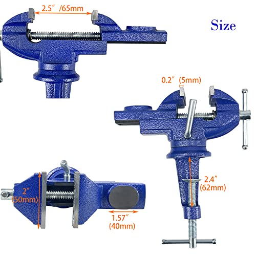 Sutekus Home Vise Clamp-On Vise Heavy Duty Bench Vise Universal Table Vise 360°Swivel Base Work Bench Vise for Woodworking, Cutting Conduit, Drilling, Metalworking