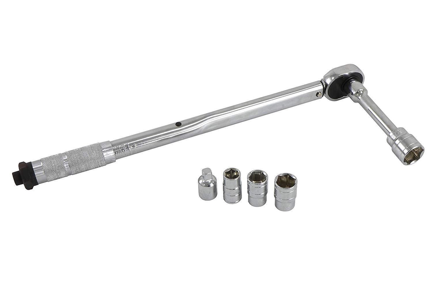 Sutekus 1/2" Torque Wrench With 3/8" Adapter & 5" Extension Bar 20-150 FT-LBS, 7PCS SET
