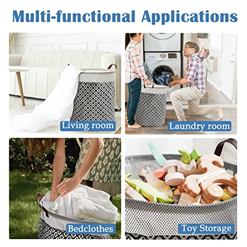 Sutekus Collapsible Laundry Baskets with Reinforced Handles 65L Large Capacity Laundry Hamper Organizer PE Waterproof Washing Bin for Bedroom, Bathroom, Dorm
