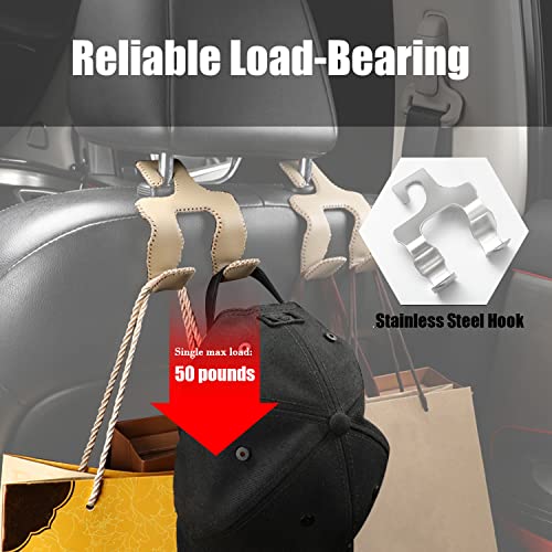 Sutekus 2 in 1 Car Seat Headrest Hooks, Leather Back Seat Organizer Universal Storage Hanger for Hanging Grocery Bag Purse Cloth,1 Pack