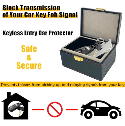 Sutekus Faraday Box Carbon Fiber Key Fob Protector Car Key Safe Protector RFID Signal Blocking Cages Signal Shielding Box