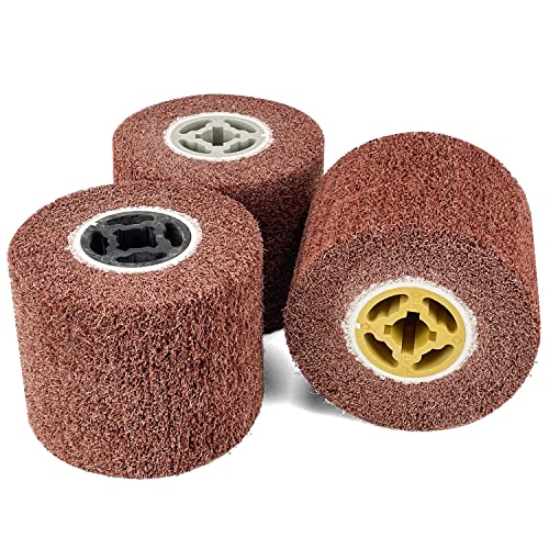 Sutekus Non-Woven Abrasive Flap Wheels Wire Drawing Burnishing Polishing Wheel for Metal Surface Treatment 4.7" x 4" with 3/4" Quad Keyway, 80Grit