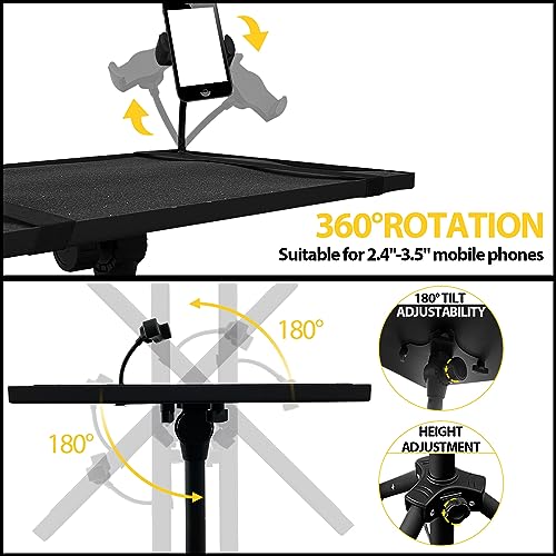 Sutekus Projector Stand Portable Projector Tripod with 180° Tilting Laptop Tripod Stand Adjustable From 22" to 90" with Phone Holder for Home Office Studio