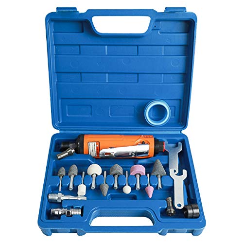Sutekus 1/4" Air Die Grinder KIT Rotary Air Compressor Tool Set Pneumatic Sander Compact Air Throttle with 1/4 and 1/8 inch Collets