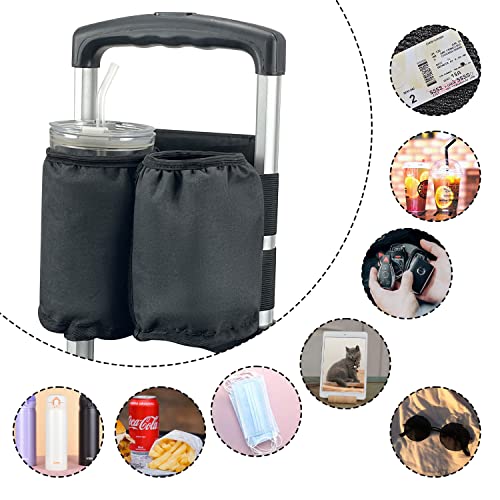 Sutekus Luggage Cup Holder Foldable Travel Drink Beverages Caddy Free Hand Drinks Carrier with Thermal Insulation Essential Flight Attendant Accessories