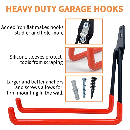 Sutekus Garage Hooks Heavy Duty Garage Storage Utility Hooks Wall Mount Hangers with Anti-Slip Coating for Tools Ladders Bikes