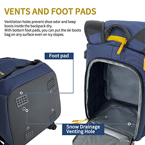 Sutekus Ski Boot Bag Skiing Travel Backpack Snowboard Boots Bag Travel Luggage For Skis, Helmet, Goggles, Gloves, Snowboard & Gear Accessories