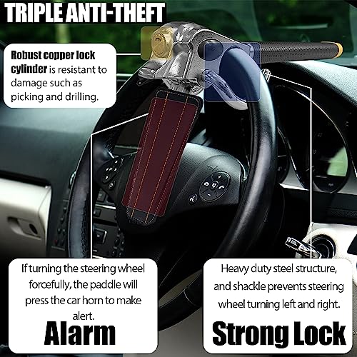 Sutekus Steering Wheel Lock Heavy Duty Vehicle Anti-Theft Car Lock Universal Car Locking Devices for Auto Car Vehicle Truck SUV