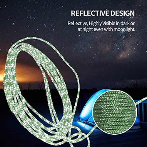 Sutekus Reflective Paracord High Strength Utility Rope Nylon Paracord for Camping Tent Outdoor Hunting Backpacking Packaging, Sizes of 1/8" 5/32" 3/16"