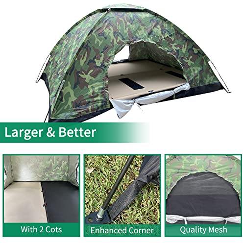 Sutekus Camping Tent Lightweight Backpacking Tent Camouflage Outdoor Equipment for Camping Hiking Biking Trip Upgraded Large Space