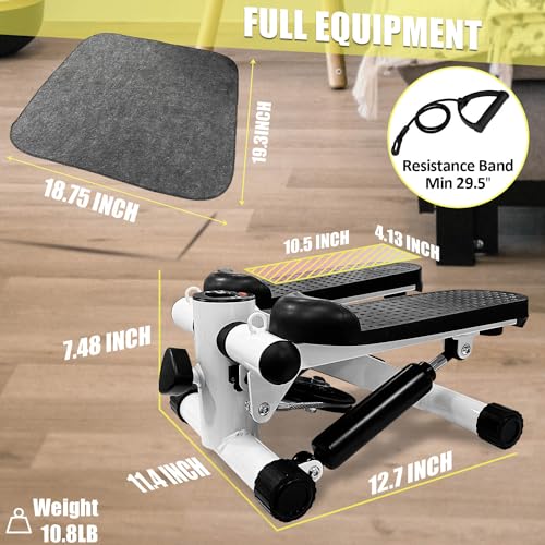 Sutekus Stair Stepper for Exercises Mini Stepper with 330LB Weight Capacity Total Body Workout Equipment with Resistance Band and Floor Mat