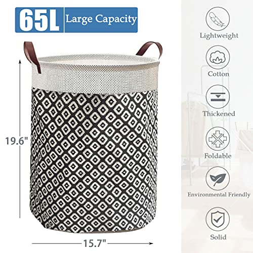 Sutekus Collapsible Laundry Baskets with Reinforced Handles 65L Large Capacity Laundry Hamper Organizer PE Waterproof Washing Bin for Bedroom, Bathroom, Dorm