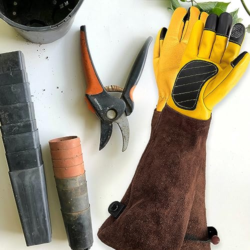 Sutekus Gardening Gloves for Women/Men Long Sleeve Work Garden Gloves Rose Pruning Thorn proof Forearm Protection Gauntlet