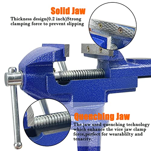 Sutekus Home Vise Clamp-On Vise Heavy Duty Bench Vise Universal Table Vise 360°Swivel Base Work Bench Vise for Woodworking, Cutting Conduit, Drilling, Metalworking