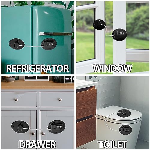 Sutekus Refrigerator Lock Combination Coded Fridge Lock Freezer Door Lock Child Safety Cabinet Lock with Strong Adhesive No Keys Needed, 3PCS
