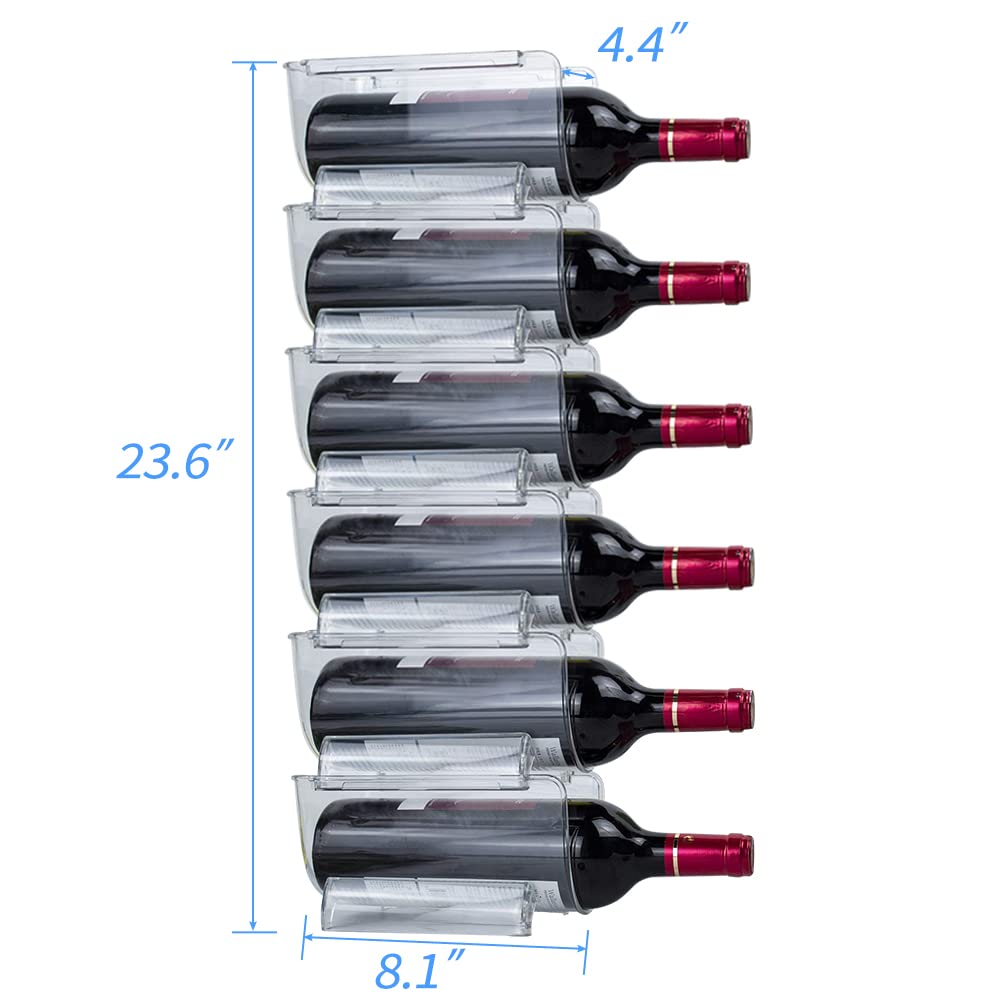 Sutekus 6 Pack Stackable Wine Rack Wine Holder Water Bottle Holder Plastic Counter Top Storage Organizer for Fridge, Cabinet, Pantry, Kitchen