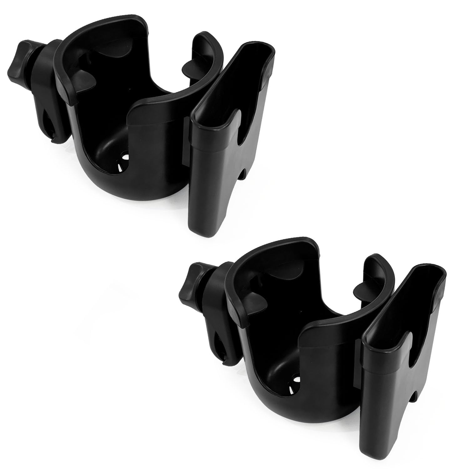 Sutekus Stroller Cup Holder with Phone Holder Universal 2-in-1 Cup Holder for Uppababy Stroller Bike Walker Scooter Wheelchair, 2Pack