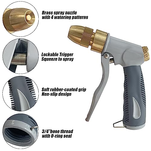 Sutekus Garden Hose Nozzle Sprayer High Pressure Hose Nozzle Heavy Duty Metal Handheld Water Nozzle with Flow Control for Watering Plants and Lawn, Washing Cars