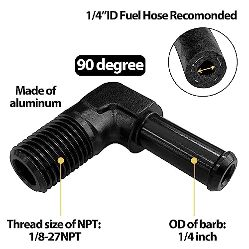 Sutekus 1/8" NPT Male to 1/4" Barb Fitting Adapter 90 Degree Aluminum Adapter Pipe Connector 1/8" NPT Male to 1/4" Barb Fitting Adapter Straight