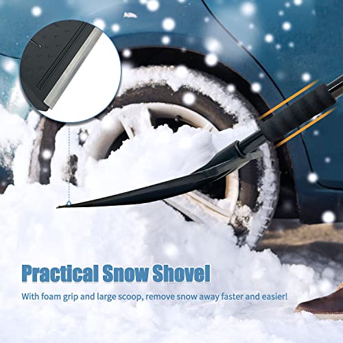 Sutekus Snow Brush Kit Includes Snow Shovel, Ice Scraper, Snow Brush and Car Windshield Snow Cover for Auto Cars SUV Trucks