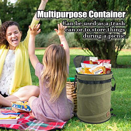 Sutekus Pop Up Storage Bin Collapsible Trash Can Recycle Container Reusable Utility Storage Bag with Zippered Lid for Camping, Laundry, Storage and Garden