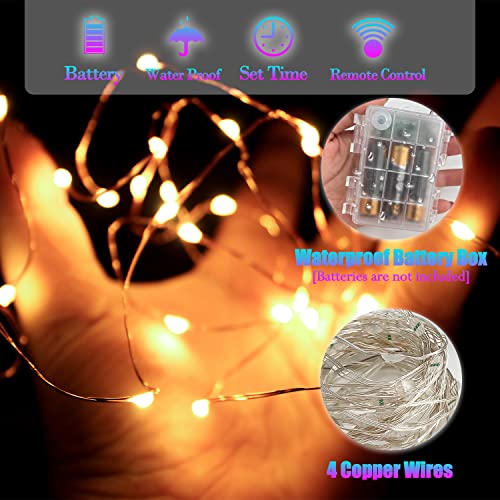 Sutekus Outdoor Fairy Lights with Remote and Timer, 16 Color Changing Waterproof LED Lights, Christmas Fairy String Lights Battery Operated for Party, Wedding, Dorm, Garden